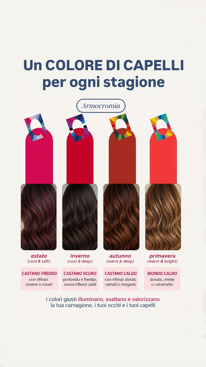 Confronto del colore dei capelli per ogni stagione cromatica