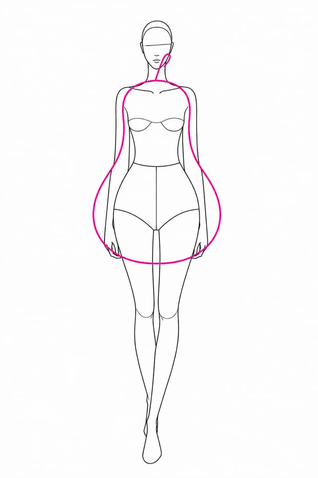 Illustrazione della forma del corpo a triangolo, detta anche a pera